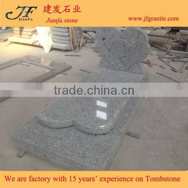 Exquisite Grey Double Heart Granite Headstone Designs