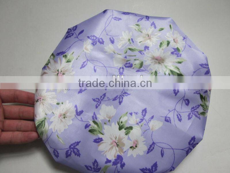 2013 popular Satin shower cap with flower for ladies and children