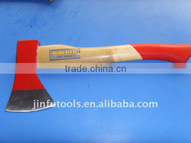 Felling axe with wooden handle