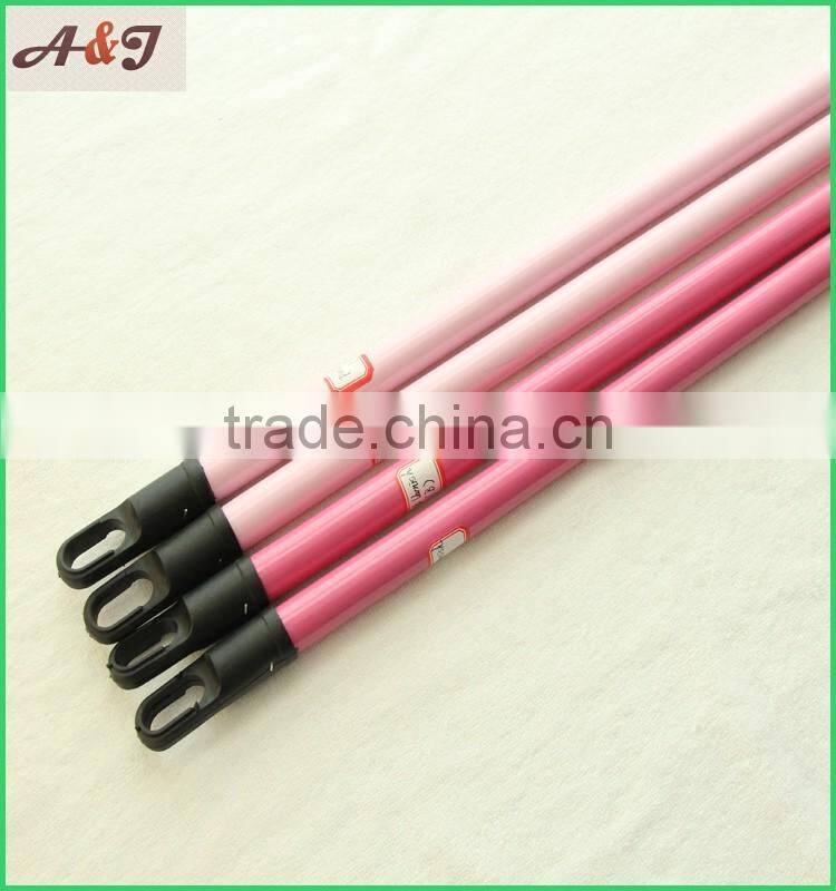 Colorful varnished wooden broom handle with 7.8cm plastic cap