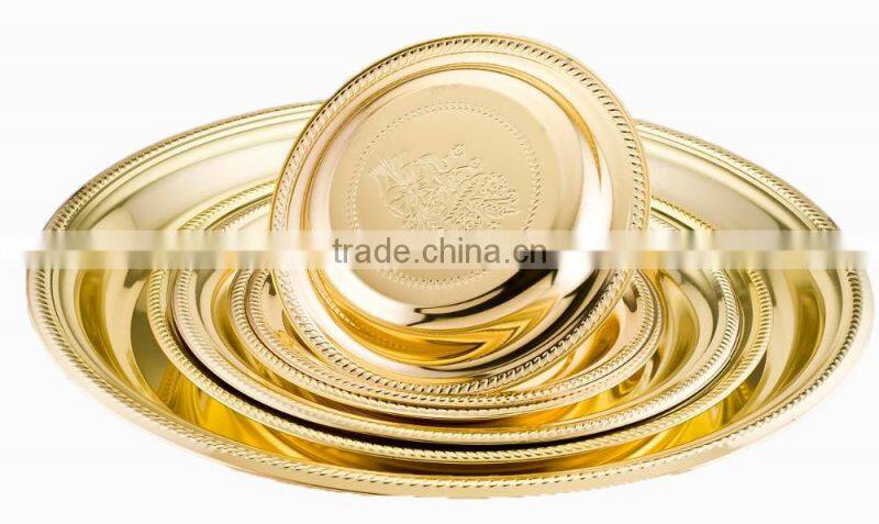 Stalinless Steel Serving Tray Round Tray in K-Gols Color