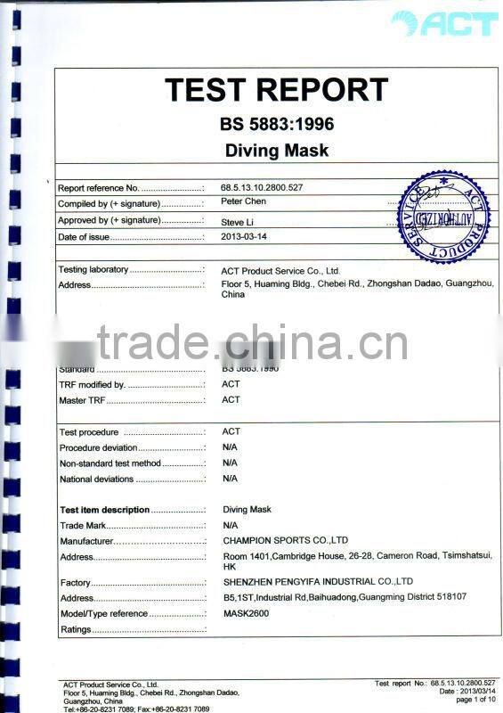 High quality, tempered glass silicone scuba diving set, diving goggles, diving masks (MK-402)