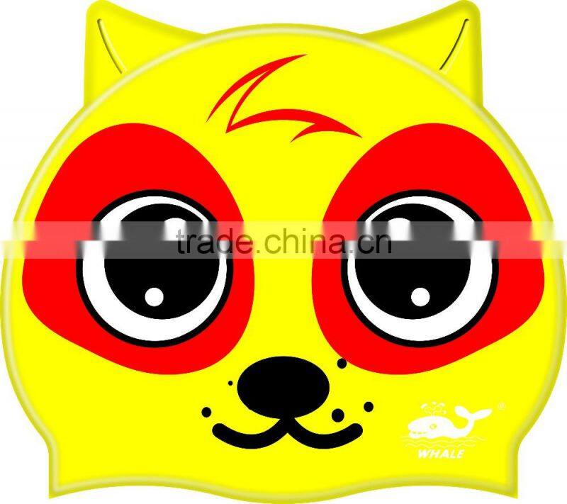 Waterproof kids swim caps love animal swimming caps silicone swim hat for chirdren