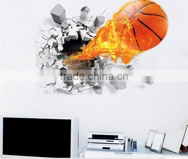 Creative Self Adhesive 3D Basketball Wall Paper for Kids' Room