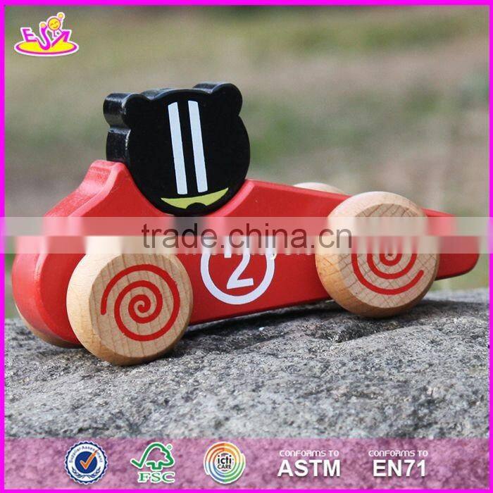 2017 New design funny animals wooden toy trucks for toddlers W04A335