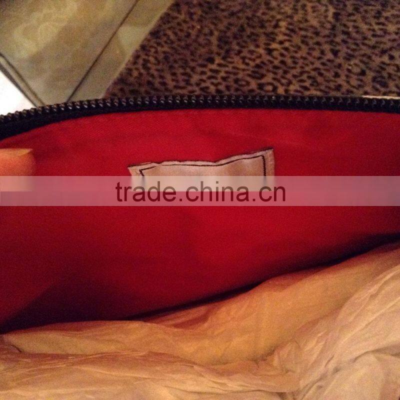 Hot sale toilet bag make up purse black dots cotton laminate