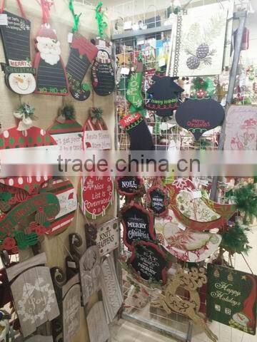 Wood glove shape belive printed christmas decoration plaque