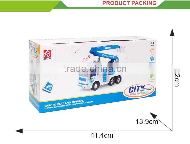 Cheap plastic aerial ladder friction toy diecast forklift truck model