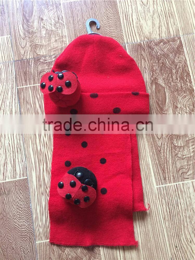 Hot Sell Fashion Embroidery Knitted Hat Suit With Scarf And Gloves