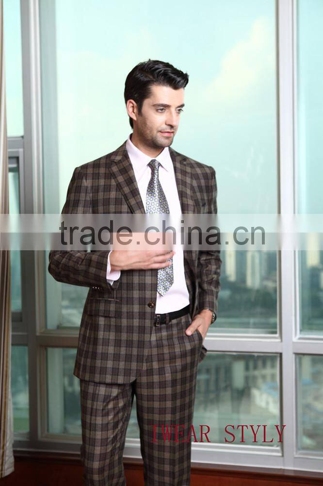 High quality woolen business suits/ checked italy style suits for men
