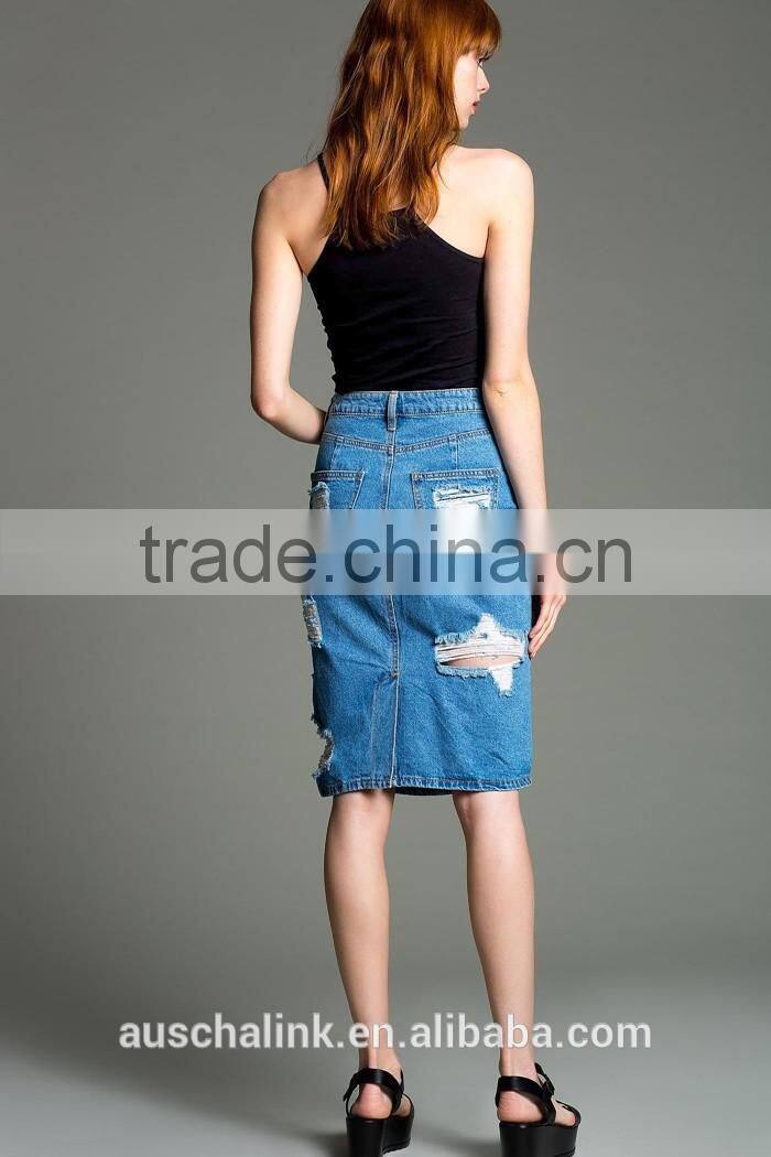 latest girls fashion cheap denim skirts wholesale OEM service