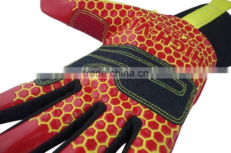 CE 3541 cut 5 silicone printed super grip rigger working gloves high impact protection rigging,high cut resistant safety gloves