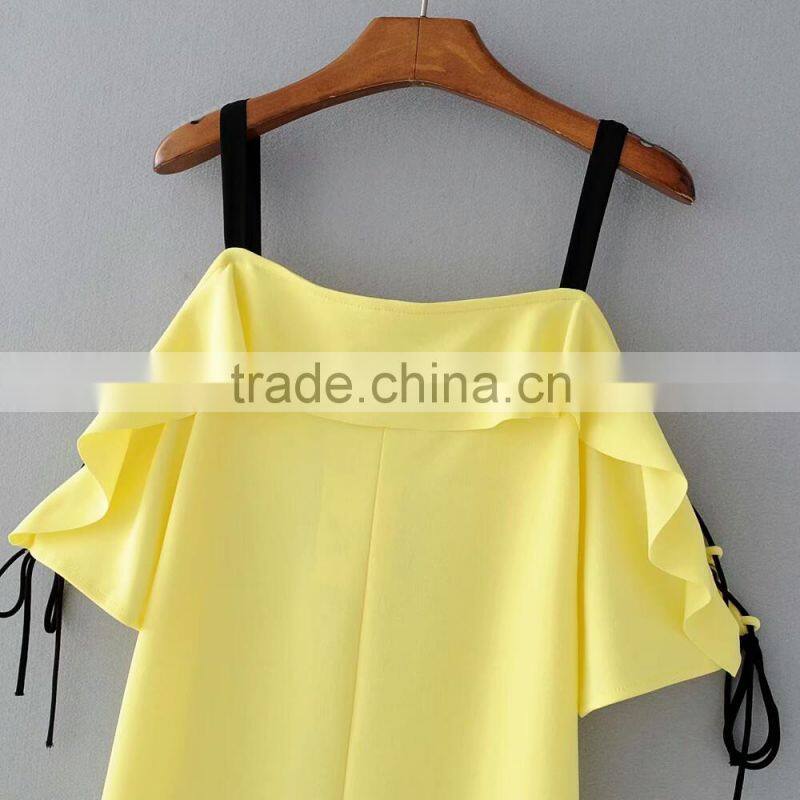 Women ready goods fashion summer fancy yellow dress