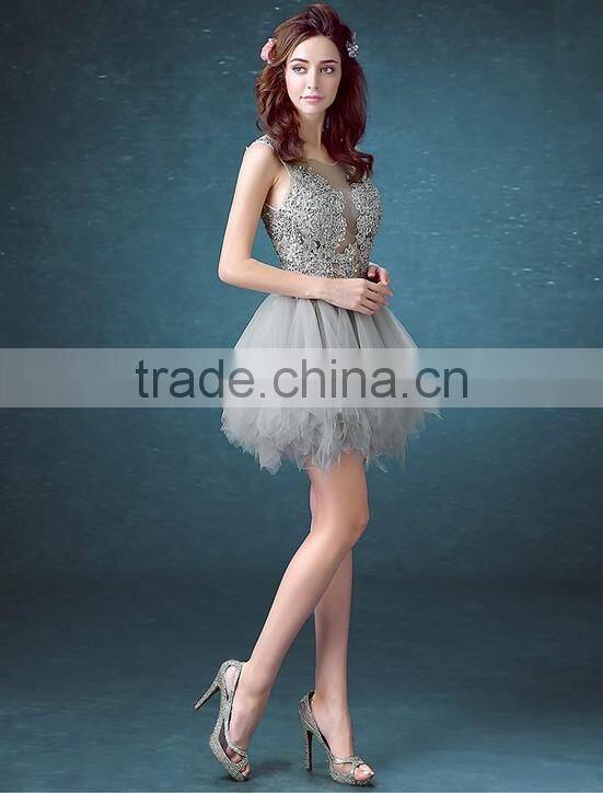 2015 western style cocktail gray lace dress mother of the bride