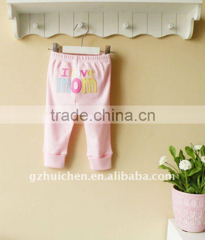 mom and bab 2012 spring baby clothing 100% cotton embroider cute pants