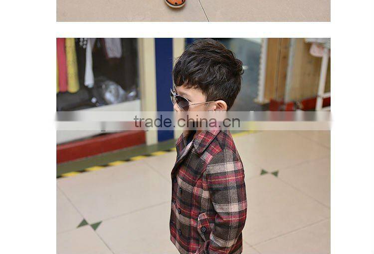 2016 high quality boys lattice coats 100% Cotton Long Sleeve