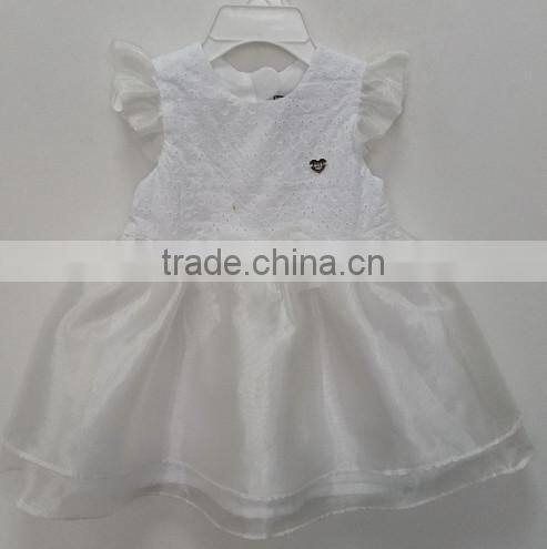 cute girls shiny white embroidered dress for summer