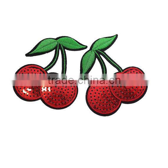 2017fruit Professional wholesale strawberry sequin applique patch embroidery