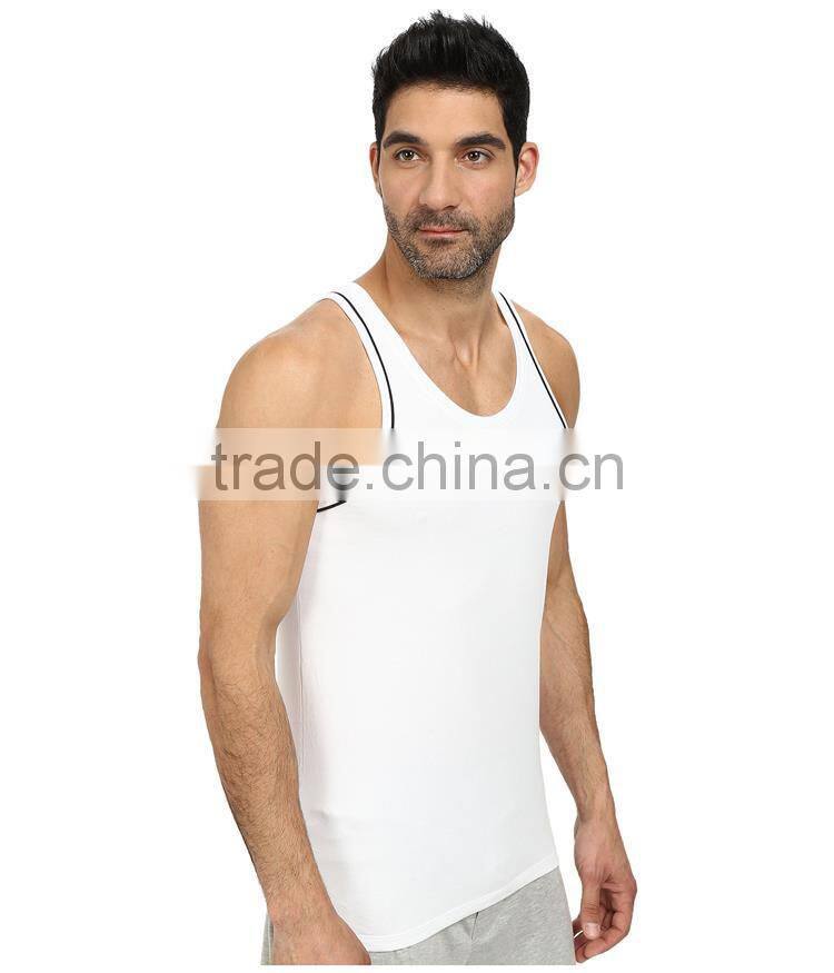 Mens plain white custom gym singlets for mens