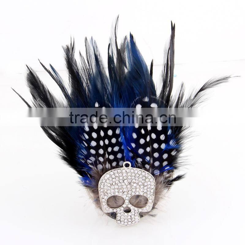 Trendy Bowknot Rhinestone Inlaid Brooches Feather Embellished Dual-use Hairpin Brooch for Costume Jewelry