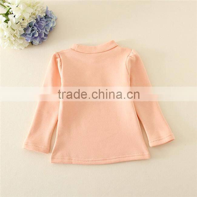 2015 new design girls t-shirts with lace design sweet girl t-shirt with plush in side