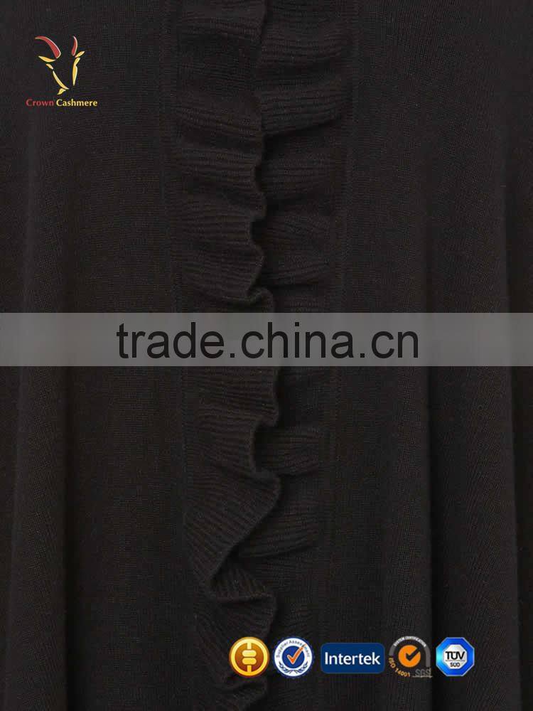 Pure Color Winter Handmade Poncho Wholesale Cashmere Women Knit Poncho