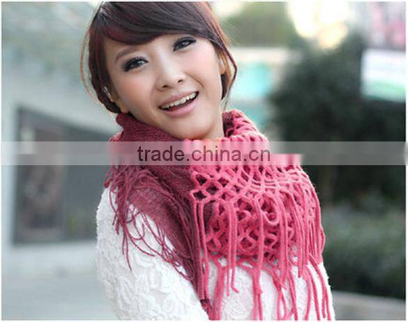 Winter warm knitting wholesale women's knit hat and scarf sets 18596