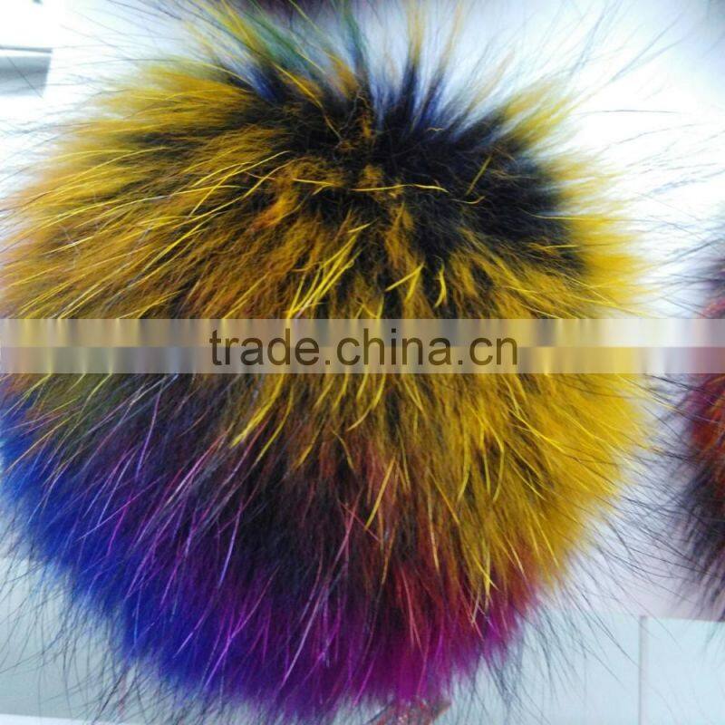 DIY 15cm Raccoon Fur pompoms fur balls for knitted hat cap beanies and keychain and scarves