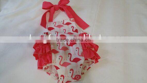 Wholesale Baby Clothing Baby Girls Flamingo Romper Kids Ruffle Bubble