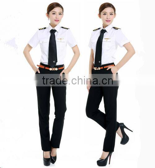 China Wholesales Short Sleeve White Airport Lady Aviator Shirts