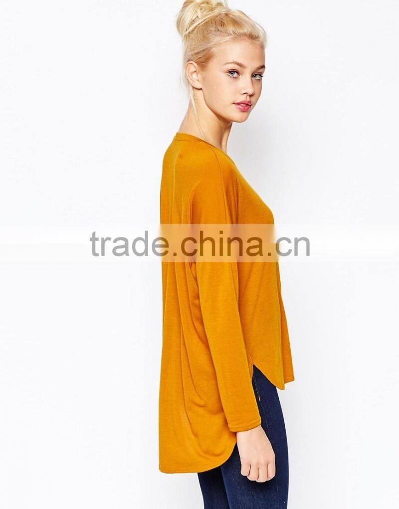 European style fashion personal custom long sleeve t-shirt for lady