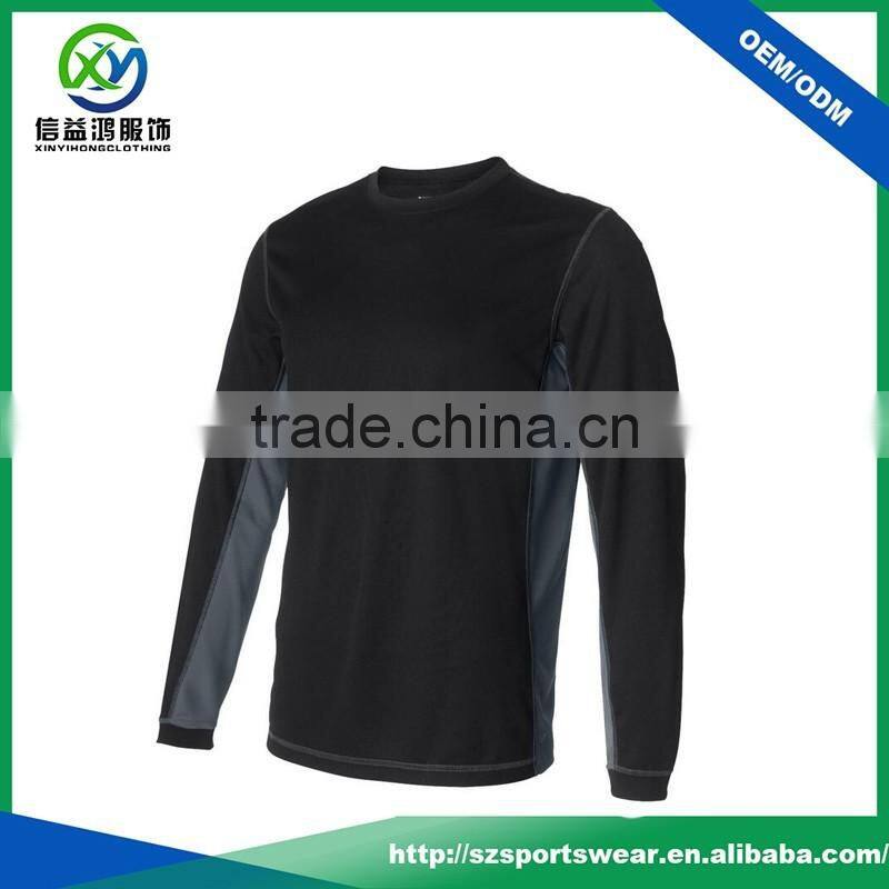 Hot sale 100%cotton contrast color eco friendly long sleeve men sport t shirt