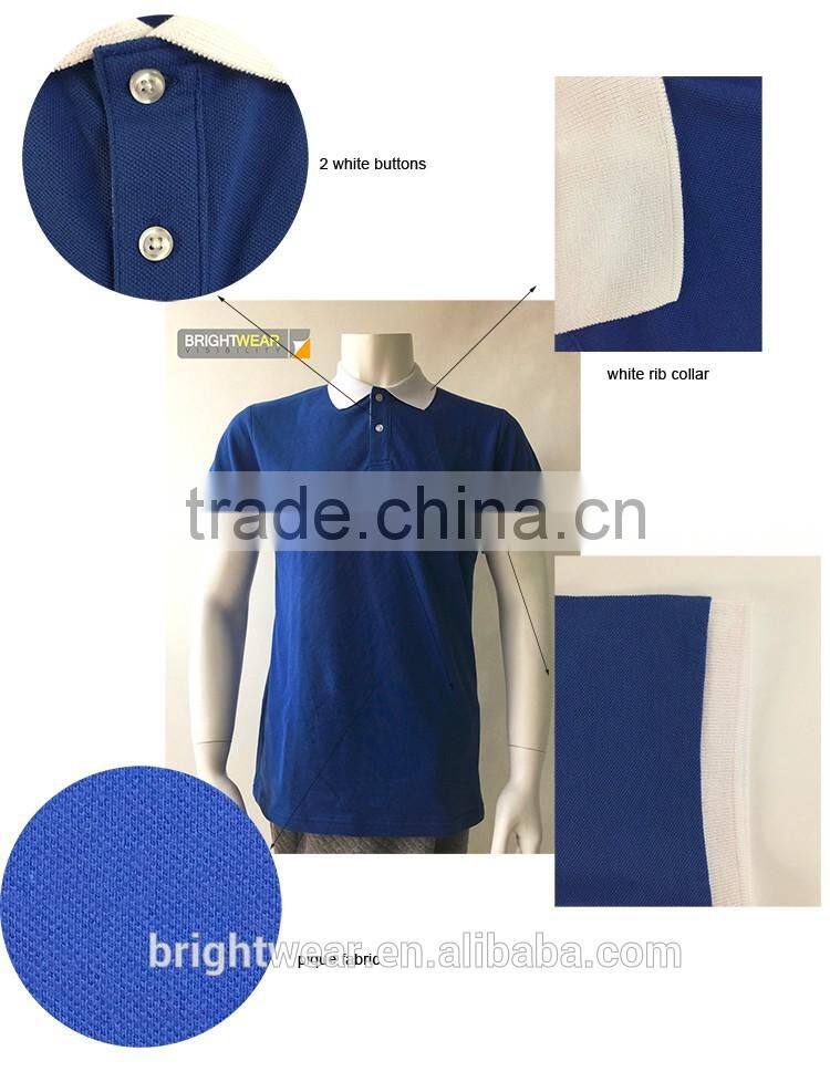 Men's contrast color school uniform polo shirt with short sleeve