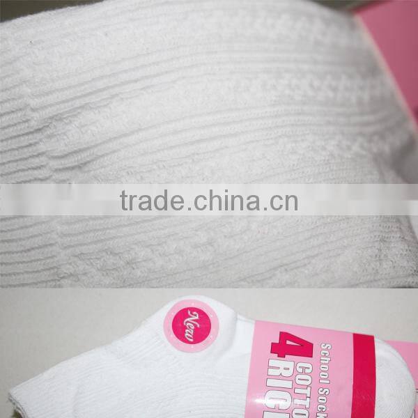 Make to order OEM service spring and autumn girl's white Jacquard high quality socks pack