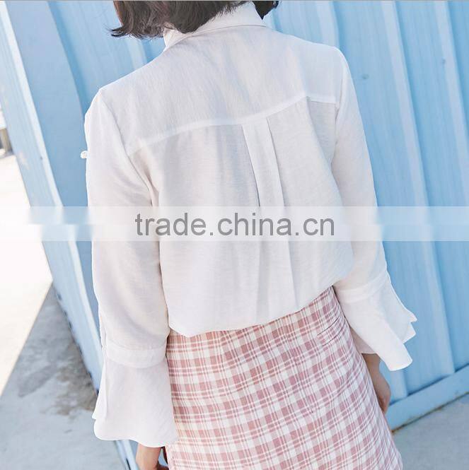 Cheap Woman 3/4 long sleeven white shirts summer 2017