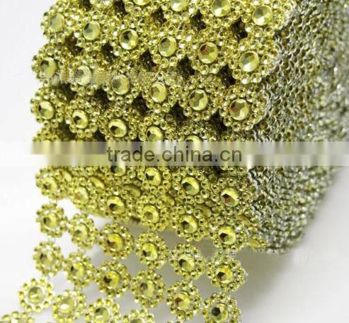Flower Diamond Rhinestone Ribbon 3.9INCHx10 YARDS-for Wedding Decorations/Party/Home Decor