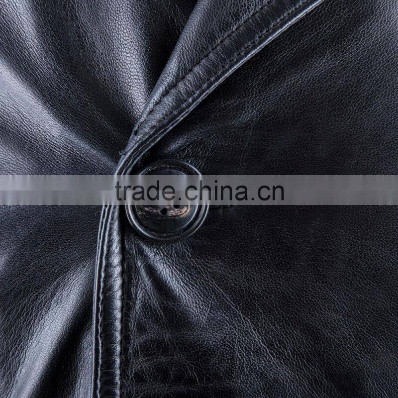 DOUBLE PRESS OFFICER LEATHER COAT SHEEP LEATHER