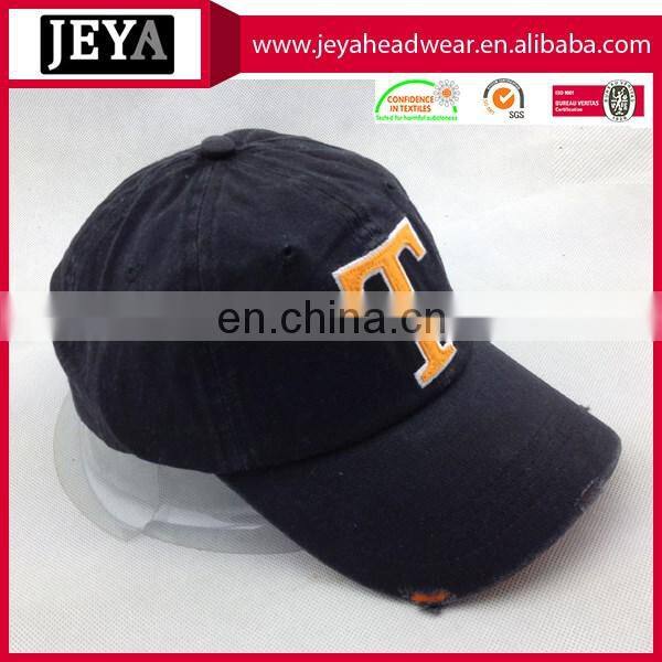 Wholesale washed cotton sportl hat pre curved visor