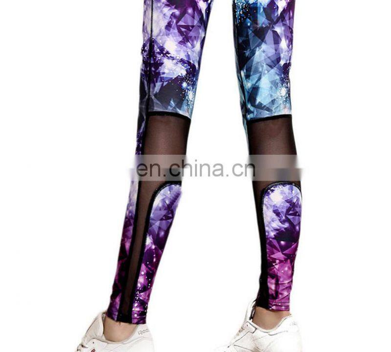 Fashion women's yoga wear mesh insert fitness leggings wholesale sport leggings