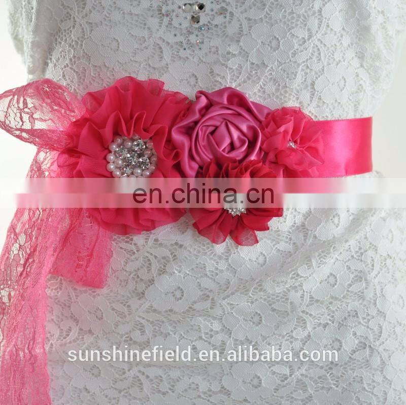 Wedding Sash Belt Maternity Sash Chiffon Flower Sash QB5A9