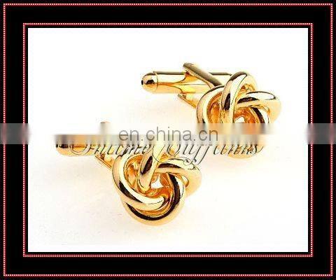 Make Gold plated Men's Novelty Metal Knot Cufflinks