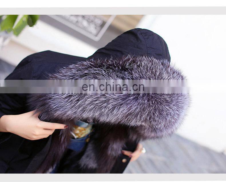 Hot Sales Winter's Fox Fur Lined Parka Germany Fur Coats With Removable Raccoon Fur Collar
