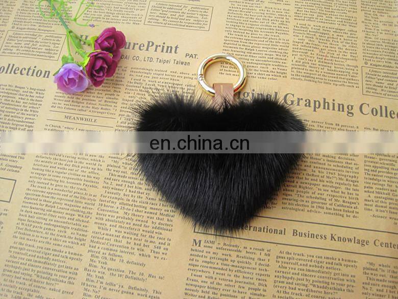 Fashion Hot Custom Heart Shape Mink Fur Accessory Pink Fur Keychain