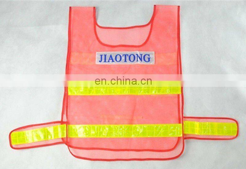 High Visibility 80G Net Orange Kids Safety School Warning Vest With Sides Magic Tape