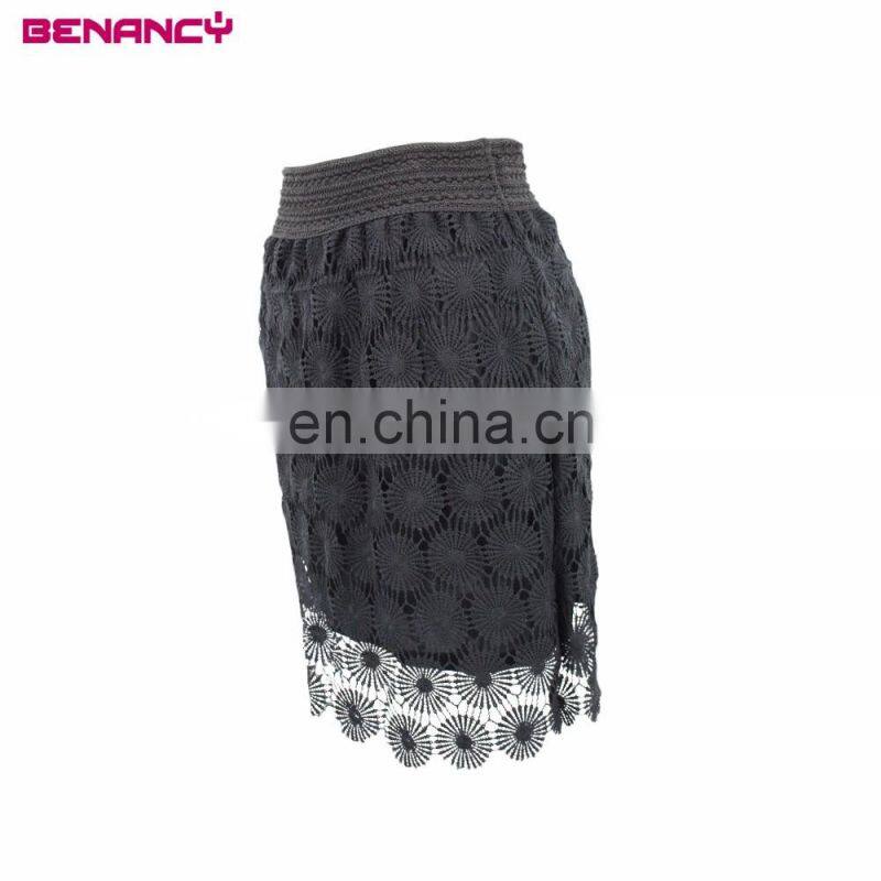 Guangdong OEM Wholesale Elegant Ladies Short Black Lace Skirt