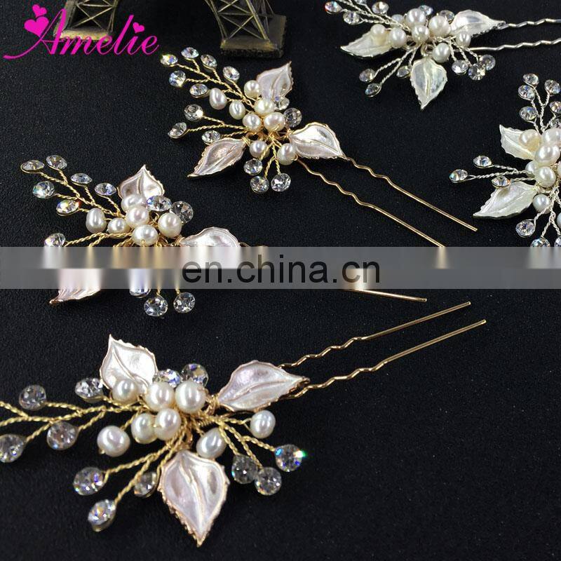 Amelie Handmade Wedding Hair Accessories Freshwater Pearl Bridal Hair Pins Bridesmaid Fashion Bobby Pins Favors