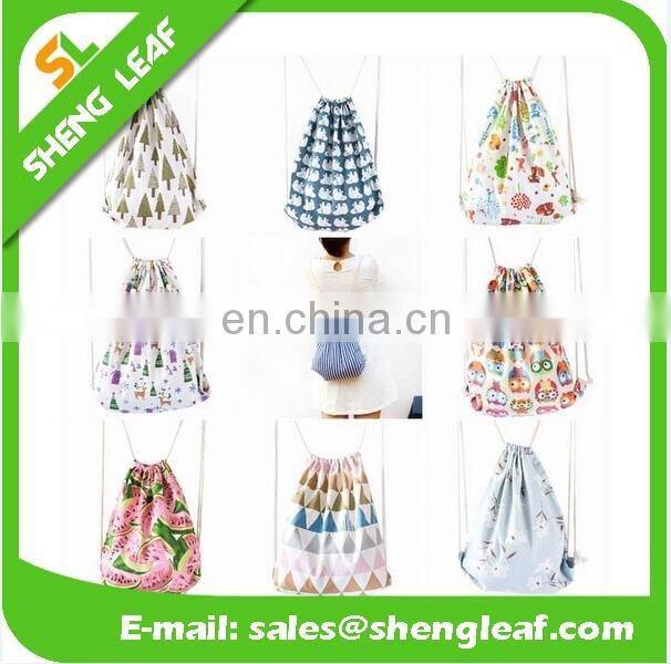 Full color printed beautiful cotton drawstring bag