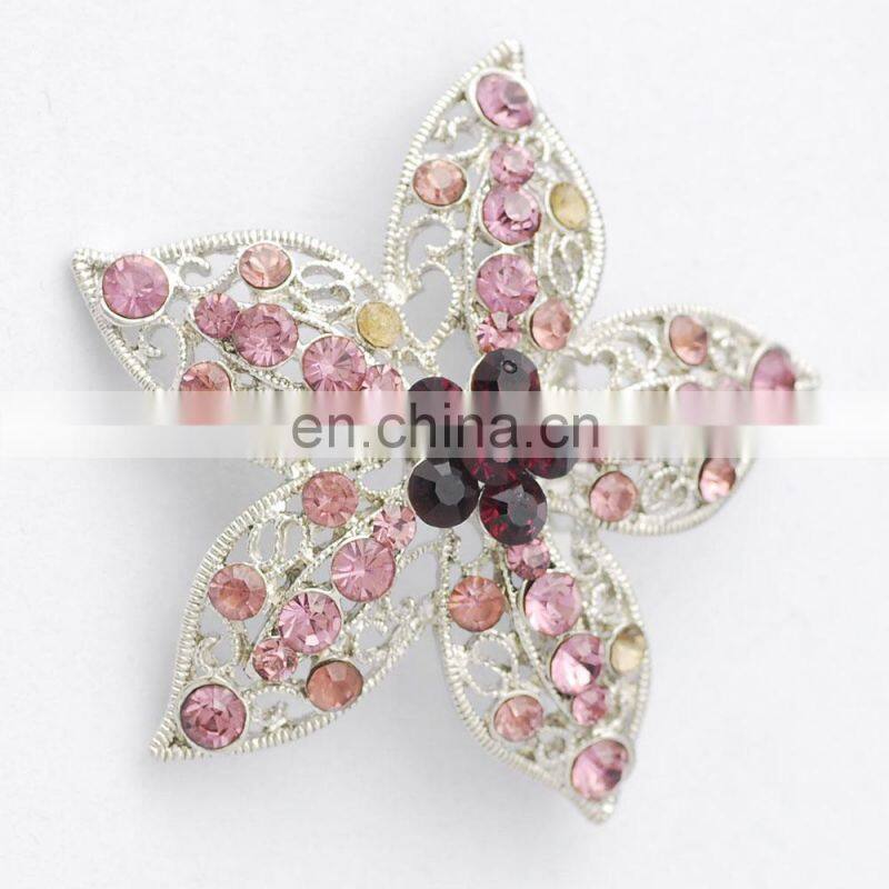 high quality cheap wholesale crystal stone custom brooch lapel pin flower