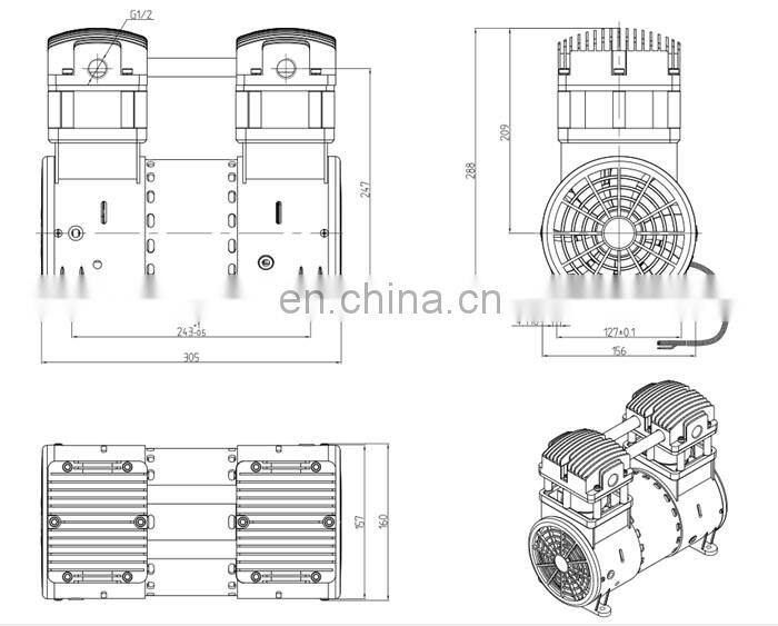Best price popular low noise 2hp 1500w silent air compressor motor