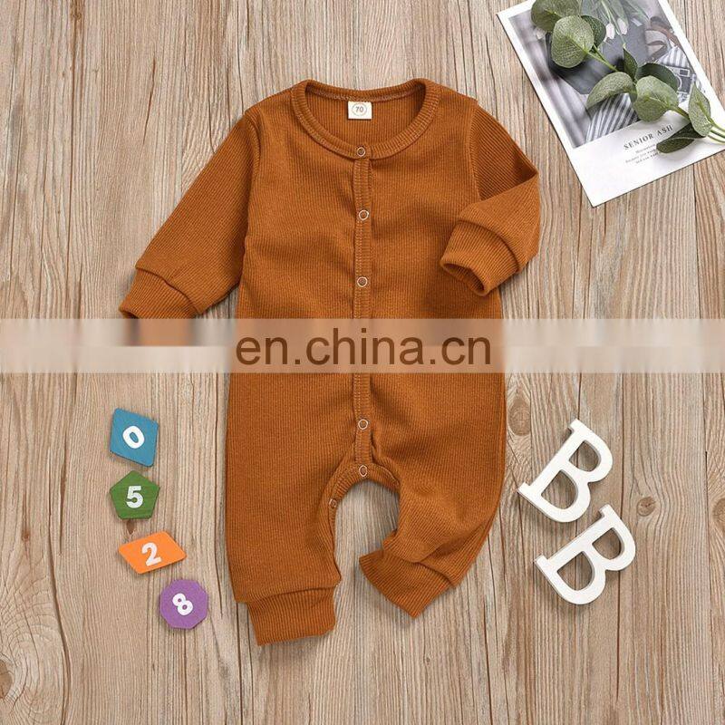 Toddler Baby Overalls Rompers Spring Summer Round Collar Jumpsuit Boy Girl Solid Color Bodysuit for 0-18M